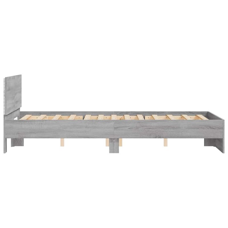Casa si Gradina - Mobilier - Paturi si accesorii - Paturi - Cadru de pat cu tablie si LED, gri sonoma, 140x200 cm - Infinity.ro
