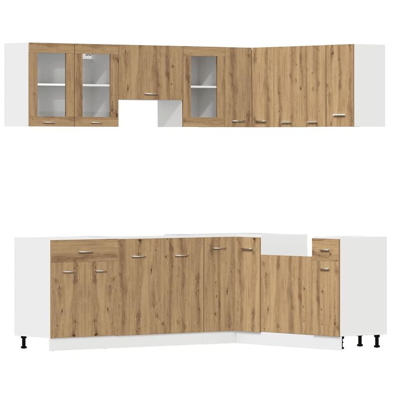 Casa si Gradina - Mobilier - Comode si corpuri - Corpuri bucatarie - Set dulapuri bucatarie 11 piese Artisan Stejar lemn prelucrat - Infinity.ro