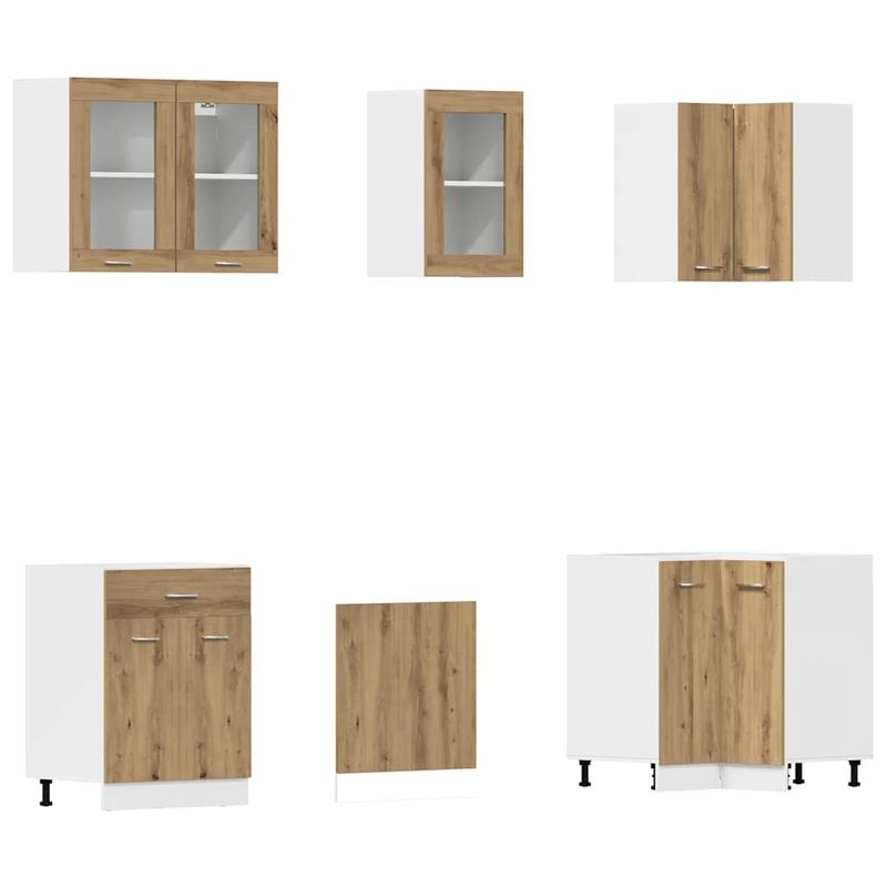 Casa si Gradina - Mobilier - Comode si corpuri - Corpuri bucatarie - Set dulapuri bucatarie 11 piese Artisan Stejar lemn prelucrat - Infinity.ro