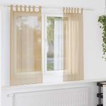 Casa si Gradina - Textile si covoare - Perdele si draperii - Perdele - Perdele Voile cu buzunare pentru bare 2 buc nisip, mărime 140x175 cm - Infinity.ro