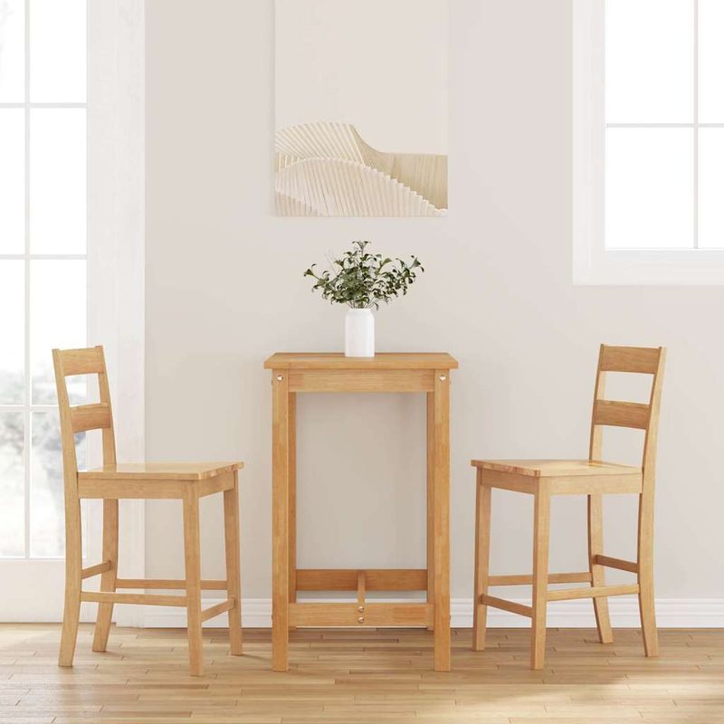 Casa si Gradina - Mobilier - Scaune si fotolii - Scaune - Scaune de bar 2 buc din lemn masiv din cauciuc natural - Infinity.ro