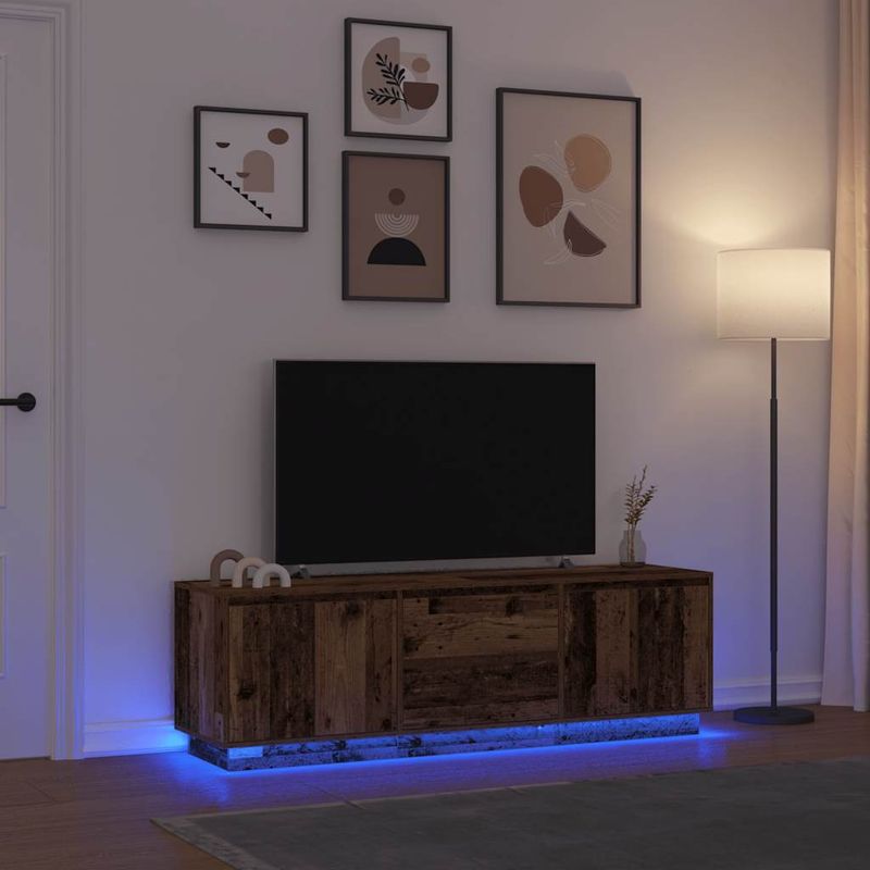 Casa si Gradina - Mobilier - Comode si corpuri - Comode - Dulap TV cu lumini LED Lemn vechi 160,5x41x50 cm - Infinity.ro