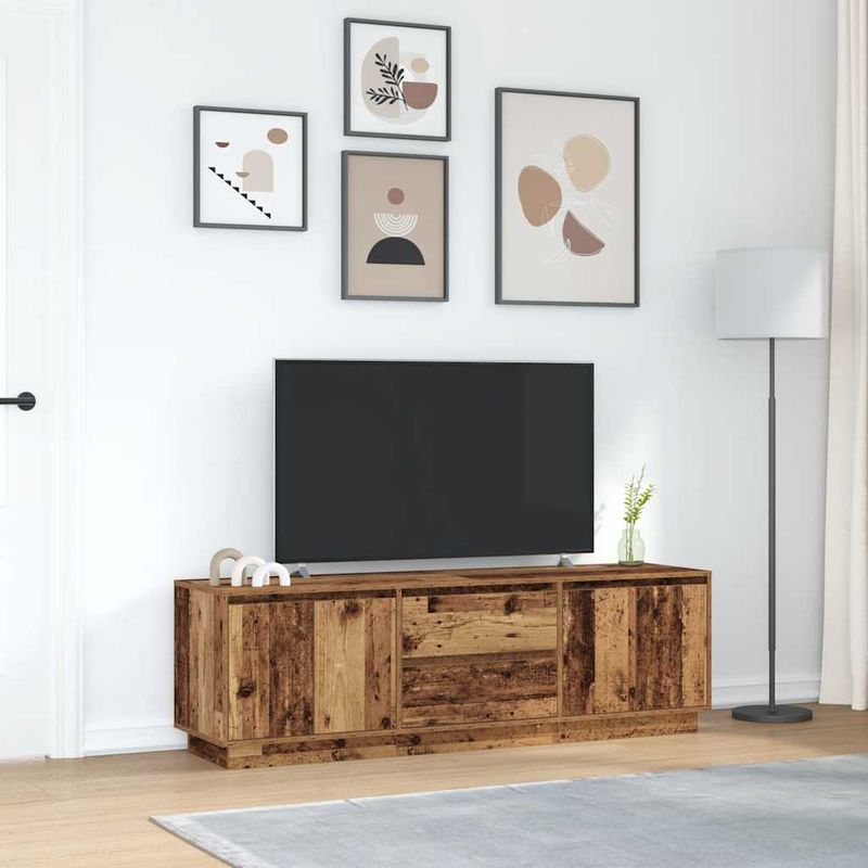 Casa si Gradina - Mobilier - Comode si corpuri - Comode - Dulap TV cu lumini LED Lemn vechi 160,5x41x50 cm - Infinity.ro