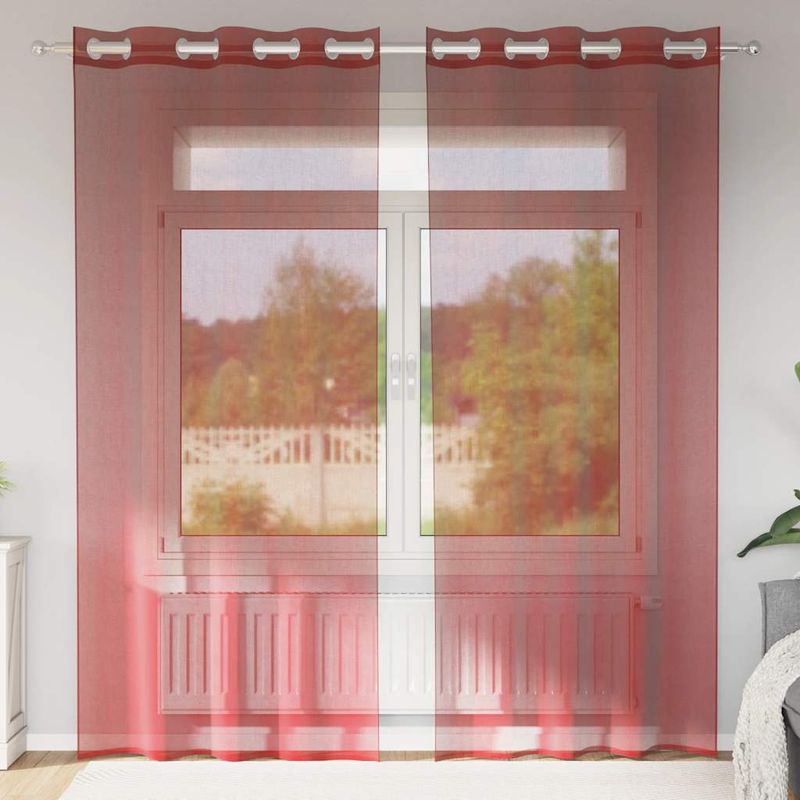 Casa si Gradina - Textile si covoare - Perdele si draperii - Perdele - Perdele Voile cu Oelii 2 buc rosu vin, mărime 140x245 cm - Infinity.ro