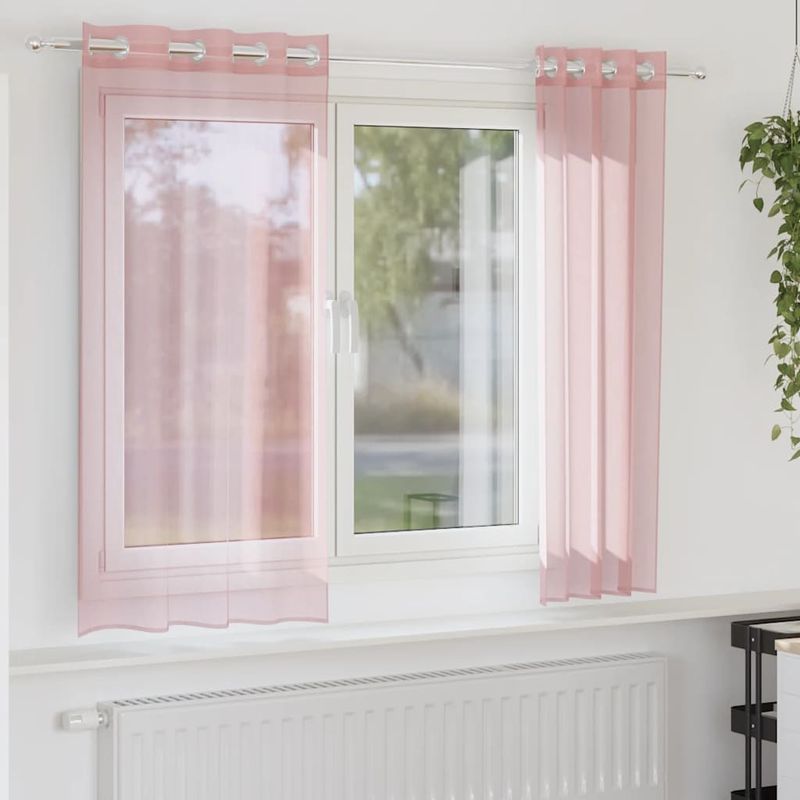 Casa si Gradina - Textile si covoare - Perdele si draperii - Perdele - Perdele Voile cu Oelii 2 buc Roz 140x175 cm - Infinity.ro