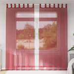 Casa si Gradina - Textile si covoare - Perdele si draperii - Perdele - Perdele Voile cu buzunare pentru bare 2 buc rosu vin, mărime 140x225 cm - Infinity.ro