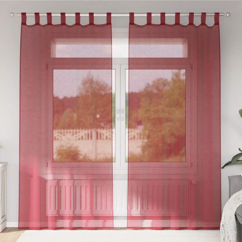 Casa si Gradina - Textile si covoare - Perdele si draperii - Perdele - Perdele Voile cu buzunare pentru bare 2 buc rosu vin, mărime 140x225 cm - Infinity.ro