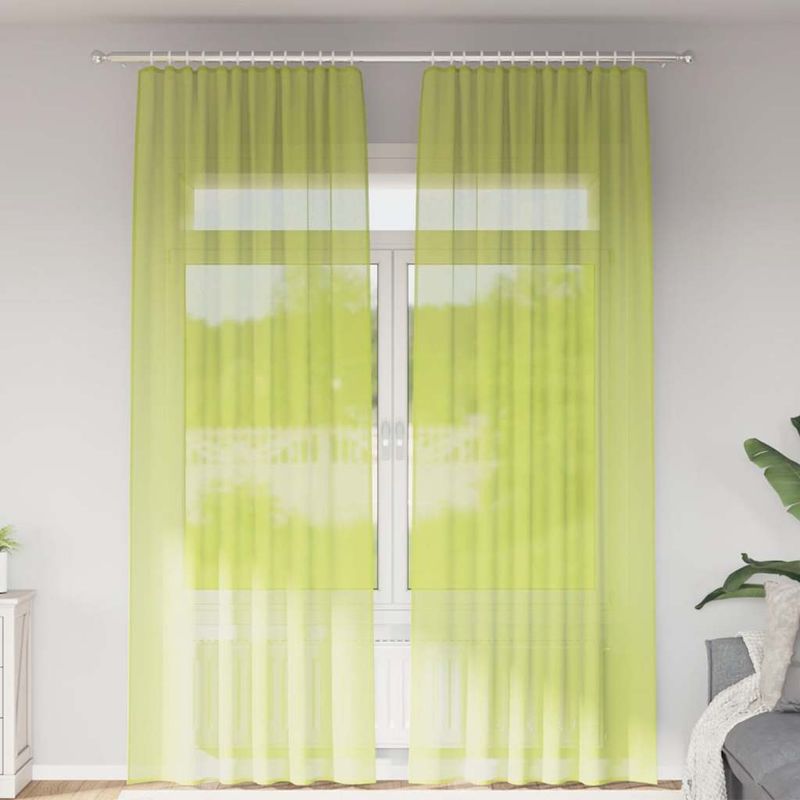 Casa si Gradina - Textile si covoare - Perdele si draperii - Perdele - Perdele din voile cu tabla 2 buc verde mar, mărime 140x260 cm - Infinity.ro