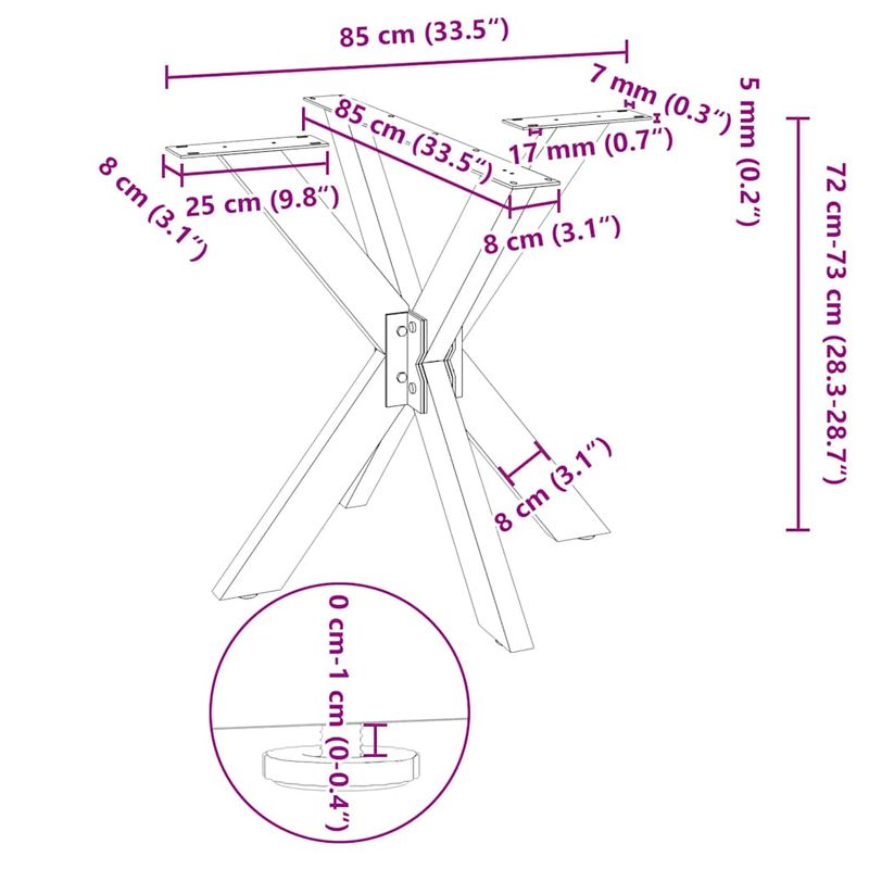 Casa si Gradina - Mobilier - Feronerie si accesorii mobila - Picior de masa in forma de paianjen negru 85x85x(72-73) cm Otel - Infinity.ro