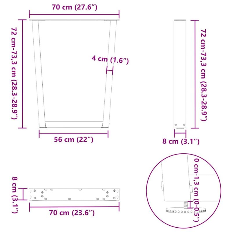 Casa si Gradina - Mobilier - Feronerie si accesorii mobila - Picioare pentru masa in forma de V 3 buc Negru Otel - Infinity.ro