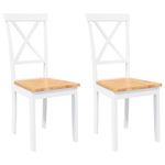 Casa si Gradina - Mobilier - Scaune si fotolii - Scaune - Scaune de sufragerie 2 buc Cauciuc din lemn masiv alb - Infinity.ro