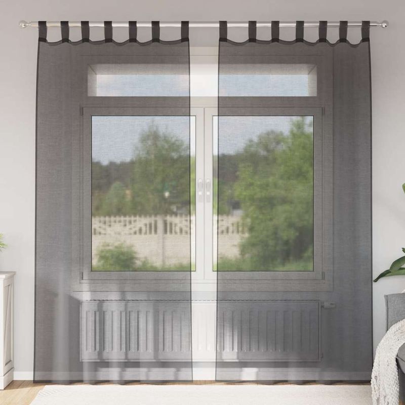 Casa si Gradina - Textile si covoare - Perdele si draperii - Perdele - Perdele Voile cu buzunare pentru bare 2 buc Negru, mărime 140x245 cm - Infinity.ro