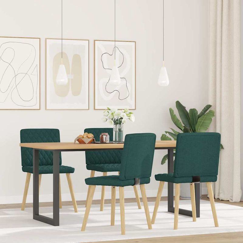 Casa si Gradina - Mobilier - Scaune si fotolii - Scaune - Scaune de sufragerie 4 buc Tesatura verde inchis - Infinity.ro