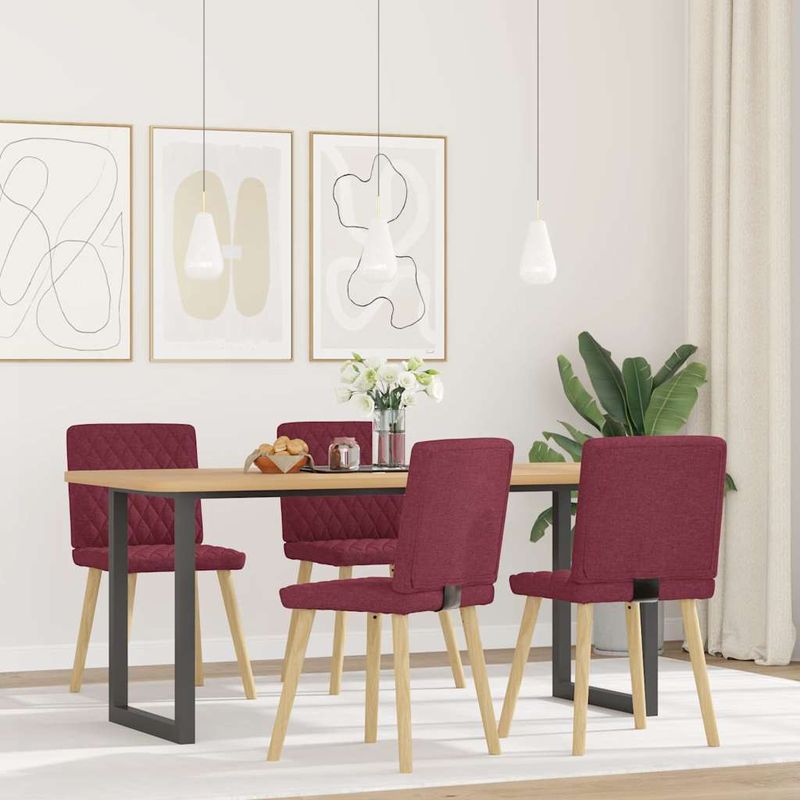 Casa si Gradina - Mobilier - Scaune si fotolii - Scaune - Scaune de bucatarie, 4 buc., rosu vin, material  textil - Infinity.ro