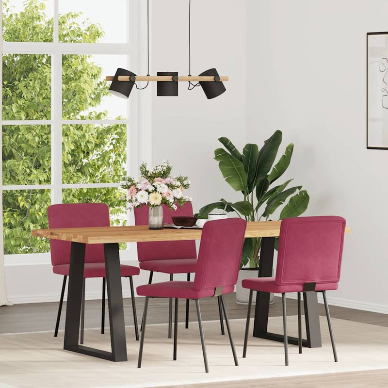 Casa si Gradina - Mobilier - Scaune si fotolii - Scaune - Scaune de bucatarie, 4 buc., rosu vin, catifea - Infinity.ro
