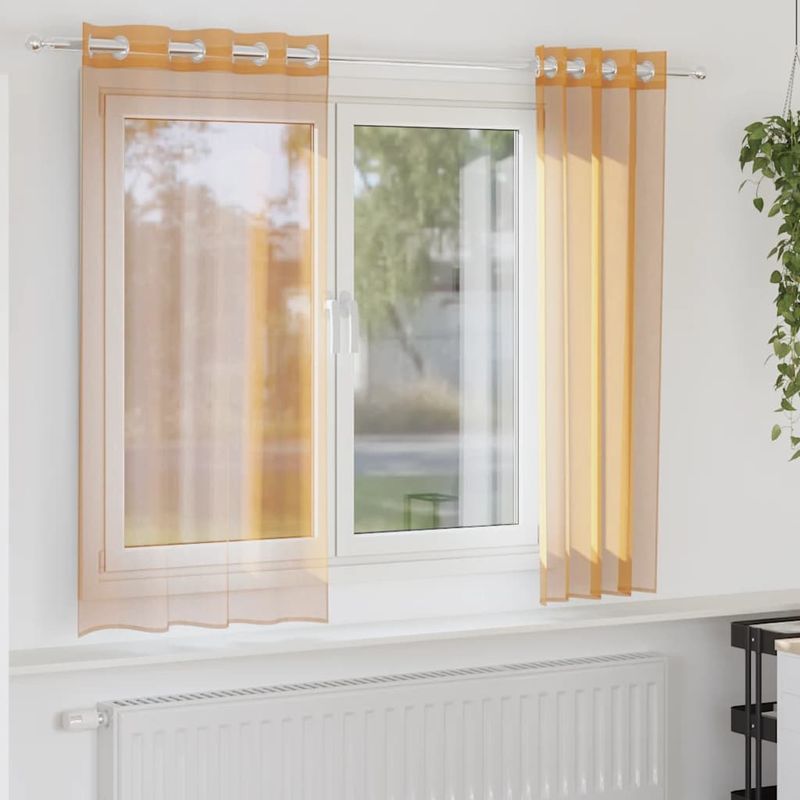 Casa si Gradina - Textile si covoare - Perdele si draperii - Perdele - Perdele Voile cu Oelii 2 buc Portocaliu 140x175 cm - Infinity.ro
