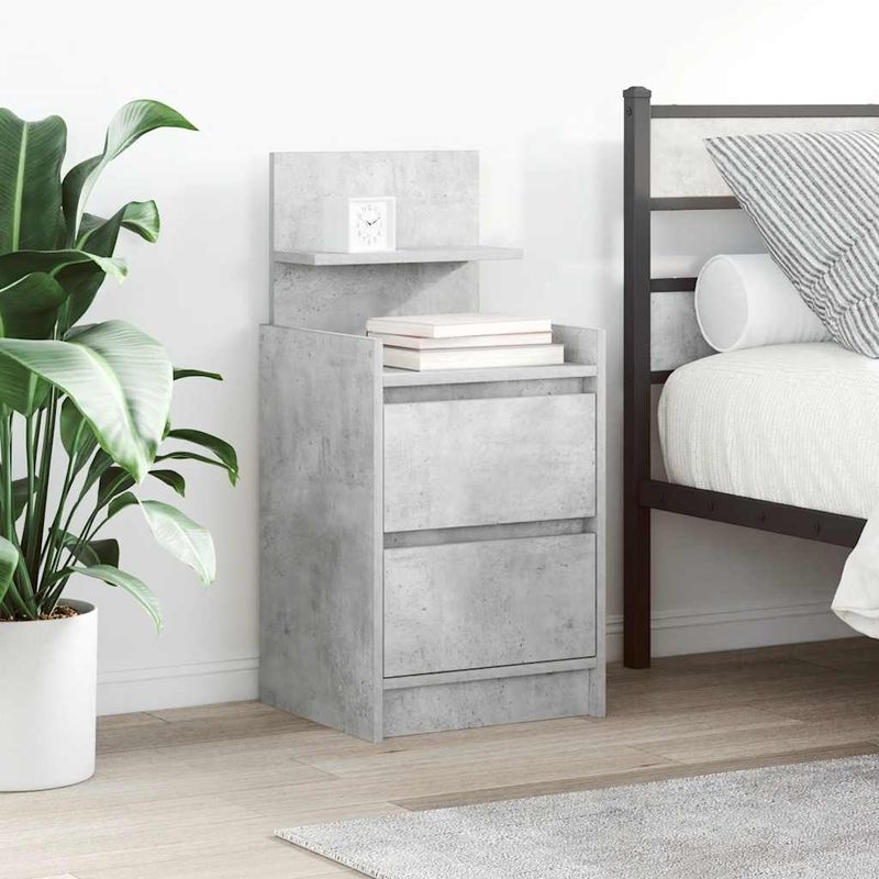 Casa si Gradina - Mobilier - Comode si corpuri - Noptiere - Noptiere cu 2 sertare 2 buc Beton Gri 38x34x80 cm - Infinity.ro