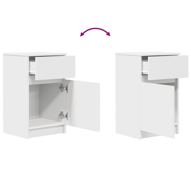 Casa si Gradina - Mobilier - Comode si corpuri - Noptiere - Noptiere, 2 buc., alb, 39x35x65 cm, lemn compozit - Infinity.ro