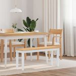 Casa si Gradina - Mobilier - Canapele si coltare - Banchete - Banca 110 cm din lemn masiv alb și natural cauciuc - Infinity.ro