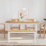 Casa si Gradina - Mobilier - Canapele si coltare - Banchete - Banca 110 cm din lemn masiv alb și natural cauciuc - Infinity.ro