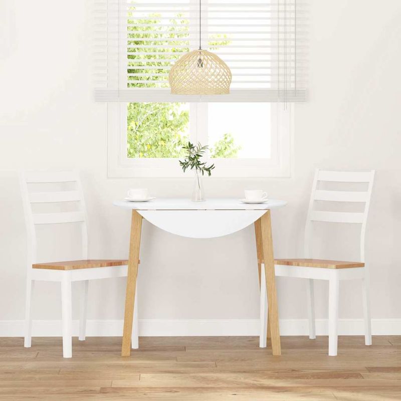Casa si Gradina - Mobilier - Scaune si fotolii - Scaune - Scaune de sufragerie 2 buc Cauciuc din lemn masiv alb - Infinity.ro
