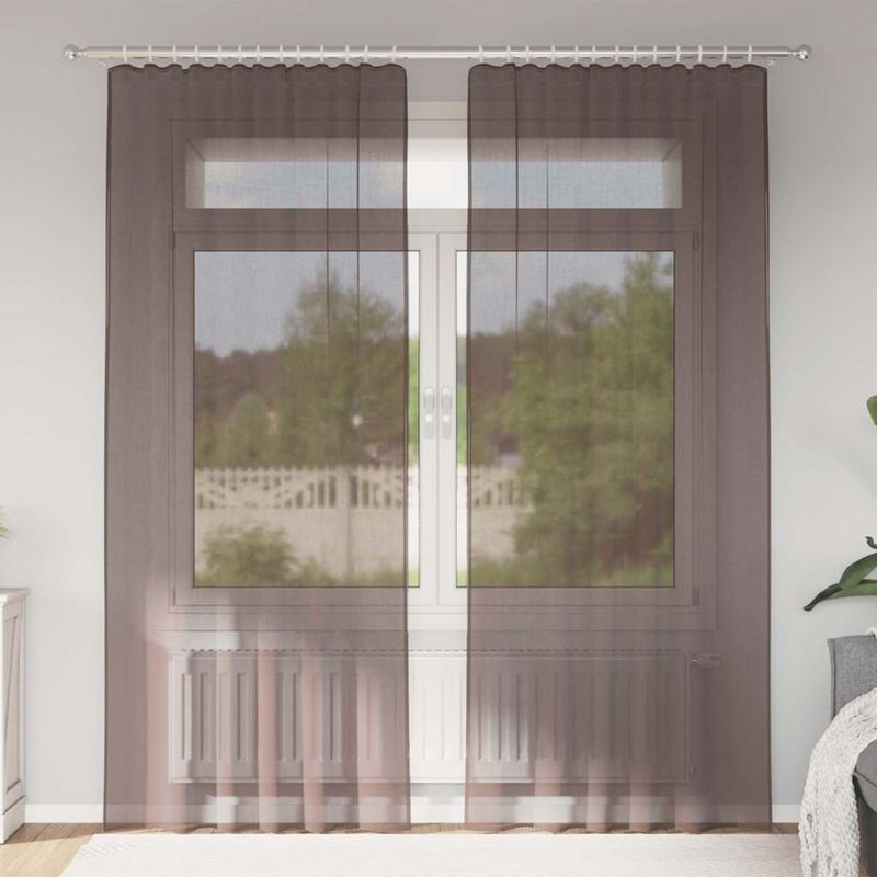 Casa si Gradina - Textile si covoare - Perdele si draperii - Perdele - Perdele Voile cu tabla 2 buc Maro, mărime 140x245 cm - Infinity.ro