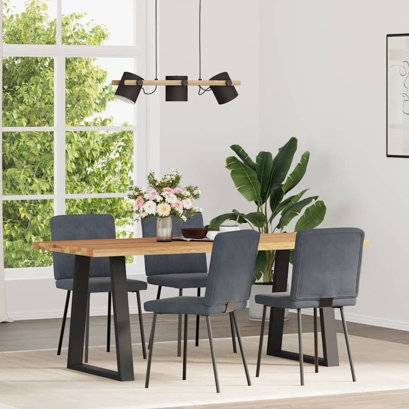 Casa si Gradina - Mobilier - Scaune si fotolii - Scaune - Scaune de bucatarie, 4 buc., gri inchis, catifea - Infinity.ro