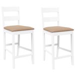 Casa si Gradina - Mobilier - Scaune si fotolii - Scaune - Scaune de bar cu perne 2 buc din cauciuc din lemn masiv alb - Infinity.ro