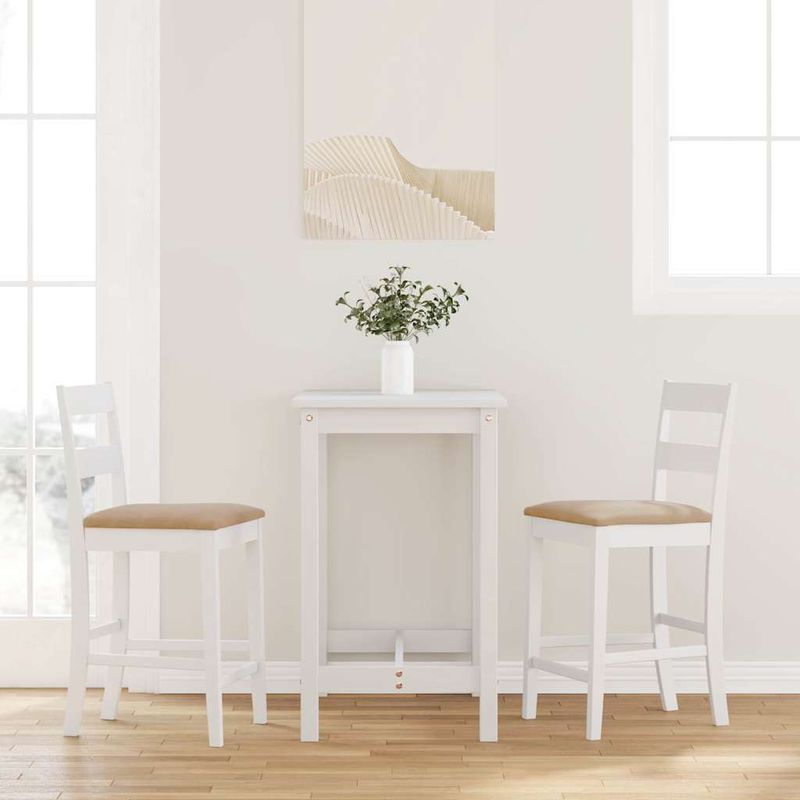 Casa si Gradina - Mobilier - Scaune si fotolii - Scaune - Scaune de bar cu perne 2 buc din cauciuc din lemn masiv alb - Infinity.ro