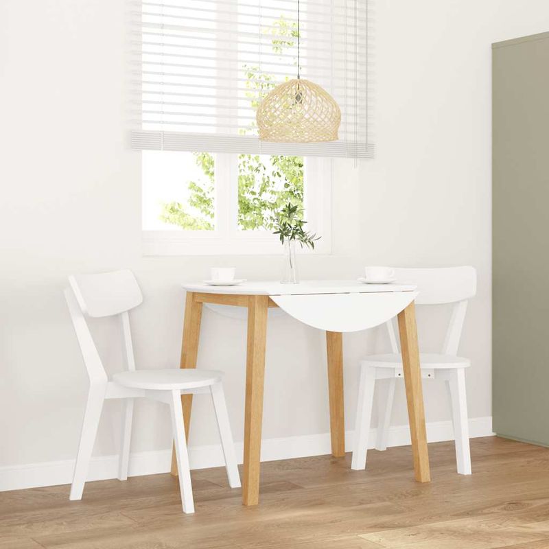 Casa si Gradina - Mobilier - Scaune si fotolii - Scaune - Scaune de sufragerie 2 buc Cauciuc din lemn masiv alb - Infinity.ro