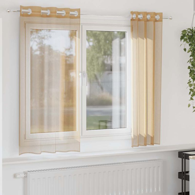 Casa si Gradina - Textile si covoare - Perdele si draperii - Perdele - Perdele Voile cu Oelii 2 buc nisip, mărime 140x175 cm - Infinity.ro