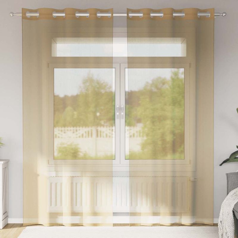 Casa si Gradina - Textile si covoare - Perdele si draperii - Perdele - Perdele Voile cu Oelii 2 buc nisip, mărime 140x245 cm - Infinity.ro