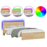 Casa si Gradina - Mobilier - Paturi si accesorii - Paturi - Cadru de pat cu tablie si LED, stejar sonoma, 140x190 cm - Infinity.ro