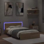 Casa si Gradina - Mobilier - Paturi si accesorii - Paturi - Cadru de pat cu tablie si LED, stejar sonoma, 140x190 cm - Infinity.ro