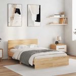 Casa si Gradina - Mobilier - Paturi si accesorii - Paturi - Cadru de pat cu tablie si LED, stejar sonoma, 140x190 cm - Infinity.ro