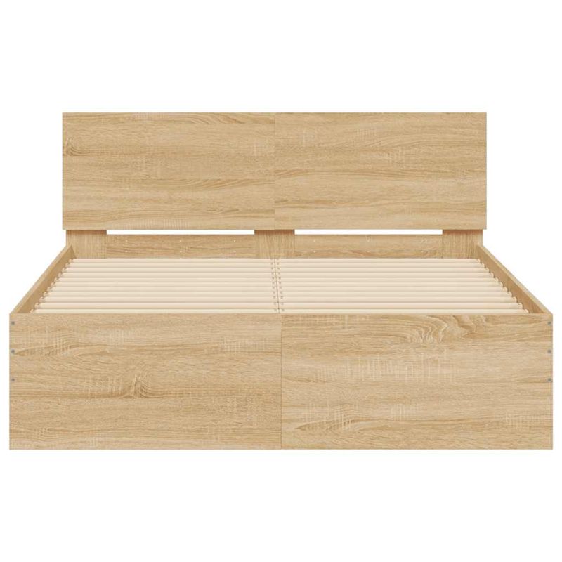 Casa si Gradina - Mobilier - Paturi si accesorii - Paturi - Cadru de pat cu tablie si LED, stejar sonoma, 140x190 cm - Infinity.ro