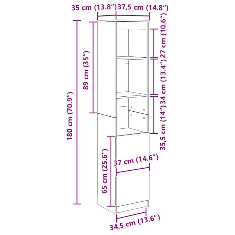 Casa si Gradina - Mobilier - Dulapuri si sifoniere - Dulapuri - Dulap Stejar negru 37,5x35x180 cm Lemn prelucrat - Infinity.ro