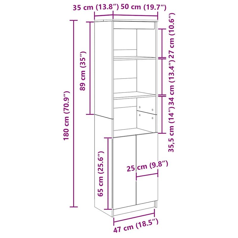 Casa si Gradina - Mobilier - Dulapuri si sifoniere - Dulapuri - Dulap Stejar negru 50x35x180 cm Lemn prelucrat - Infinity.ro