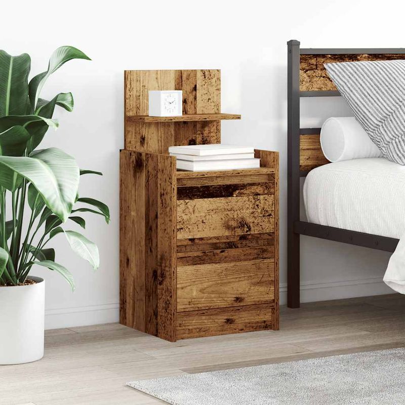 Casa si Gradina - Mobilier - Comode si corpuri - Noptiere - Noptiera cu 2 sertare din lemn vechi 38x34x80 cm - Infinity.ro