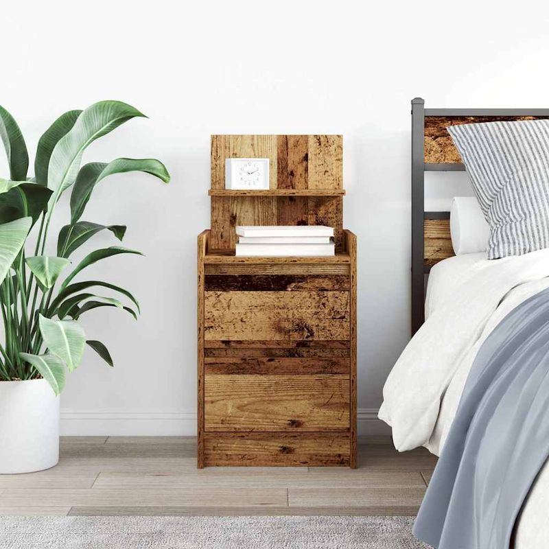 Casa si Gradina - Mobilier - Comode si corpuri - Noptiere - Noptiera cu 2 sertare din lemn vechi 38x34x80 cm - Infinity.ro