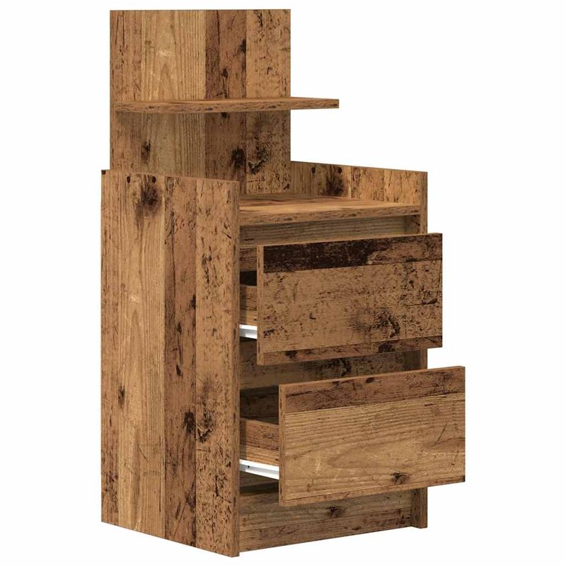 Casa si Gradina - Mobilier - Comode si corpuri - Noptiere - Noptiera cu 2 sertare din lemn vechi 38x34x80 cm - Infinity.ro