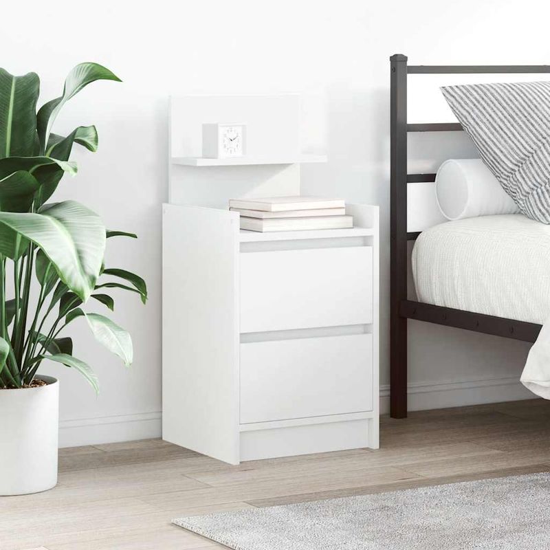 Casa si Gradina - Mobilier - Comode si corpuri - Noptiere - Noptiera cu 2 sertare alb 38x34x80 cm - Infinity.ro