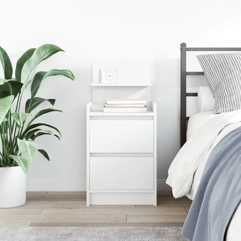 Casa si Gradina - Mobilier - Comode si corpuri - Noptiere - Noptiera cu 2 sertare alb 38x34x80 cm - Infinity.ro