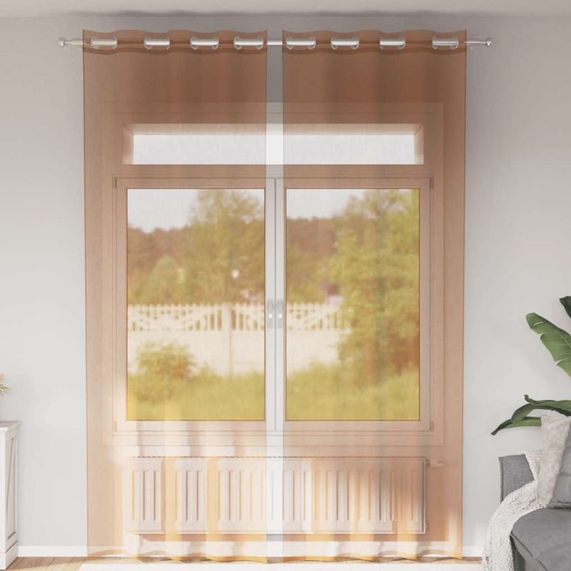 Casa si Gradina - Textile si covoare - Perdele si draperii - Perdele - Perdele Voile cu Oelii 2 buc teracota, mărime 140x260 cm - Infinity.ro