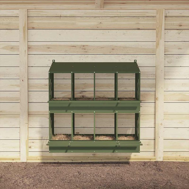 Petshop - Accesorii petshop - Culcusuri si custi - Custi interior si exterior - Cuiba pentru pui cu 8 compartimente, metal verde masline - Infinity.ro
