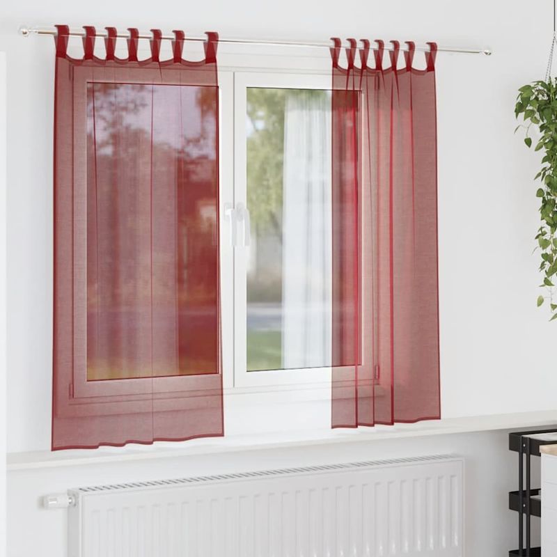 Casa si Gradina - Textile si covoare - Perdele si draperii - Perdele - Perdele Voile cu buzunare pentru bare 2 buc rosu vin, mărime 140x175 cm - Infinity.ro