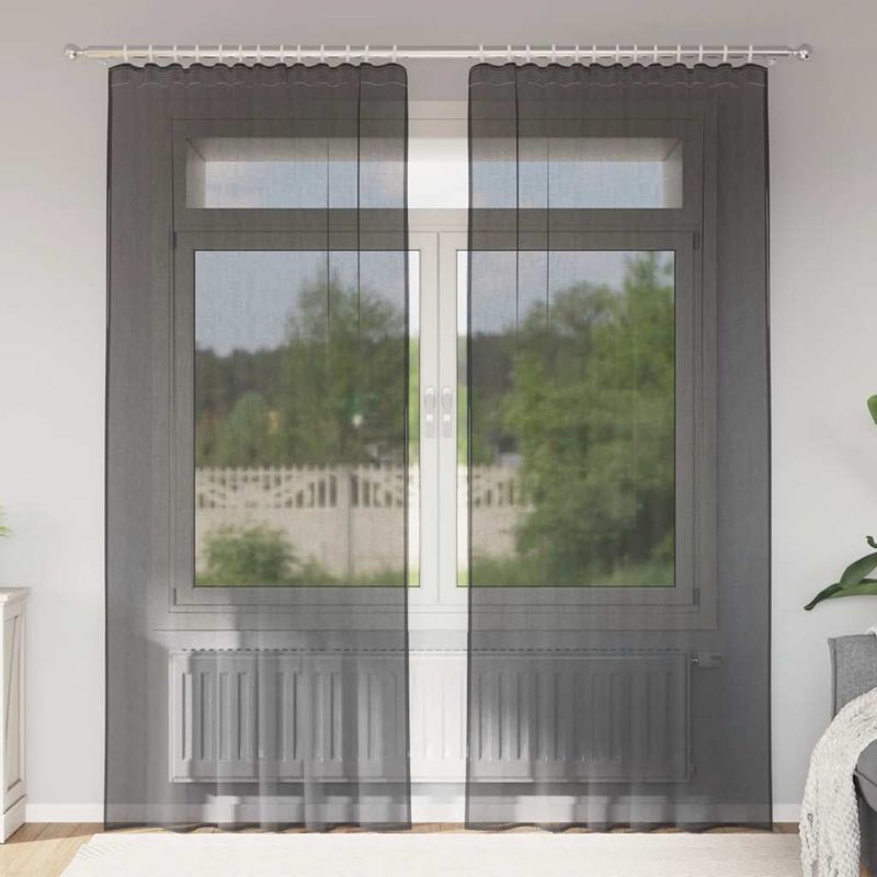 Casa si Gradina - Textile si covoare - Perdele si draperii - Perdele - Perdele din voile cu tabla 2 buc Negru, mărime 140x225 cm - Infinity.ro