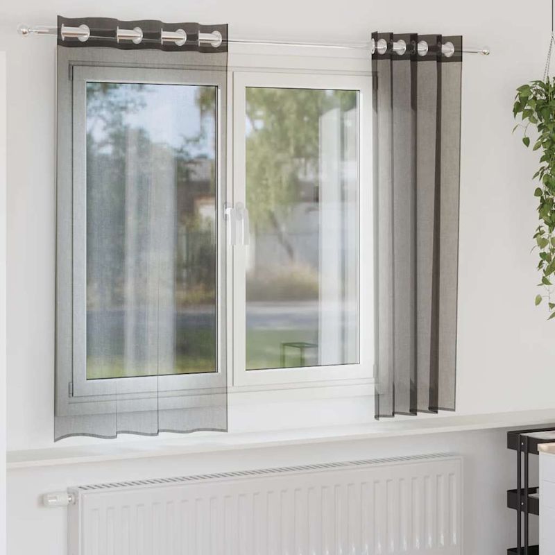 Casa si Gradina - Textile si covoare - Perdele si draperii - Perdele - Perdele Voile cu Oeje 2 buc Negru 140x140 cm - Infinity.ro