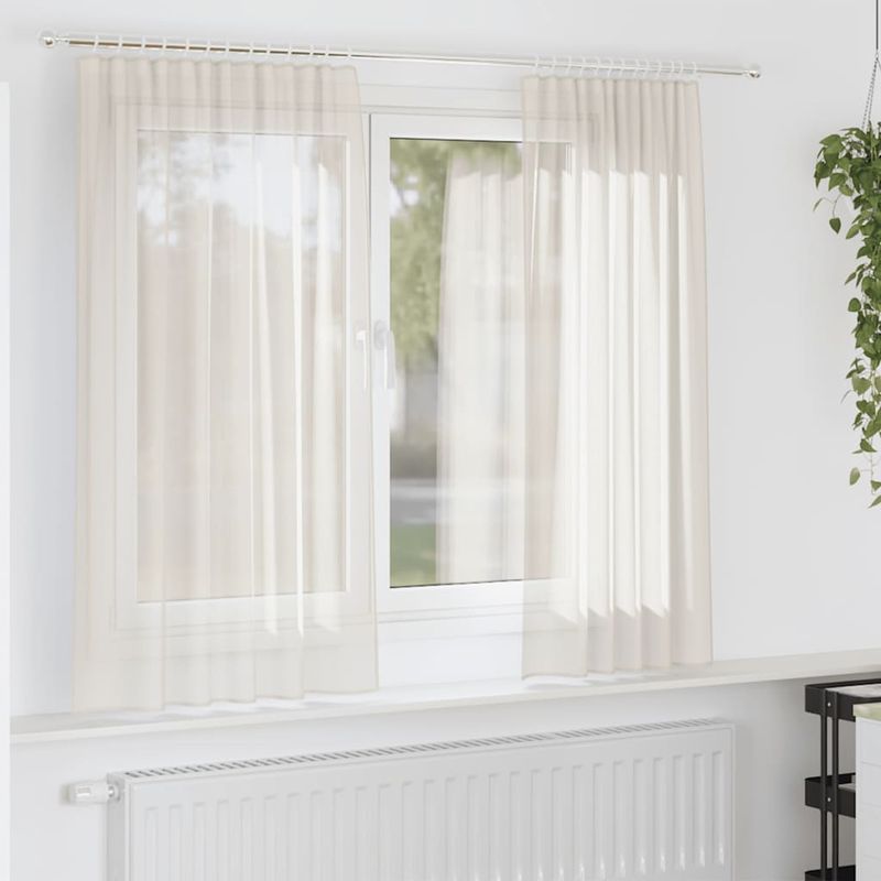 Casa si Gradina - Textile si covoare - Perdele si draperii - Perdele - Perdele din voile cu tabla 2 buc crem, mărime 140x140 cm - Infinity.ro
