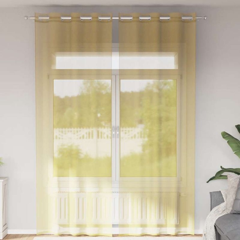Casa si Gradina - Textile si covoare - Perdele si draperii - Perdele - Perdele Voile cu Oelii 2 buc Galben, mărime 140x300 cm - Infinity.ro